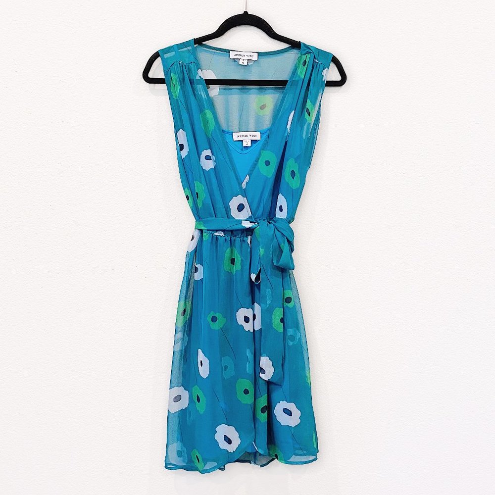 Vintage Style Marin Floral Wrap Silk Dress